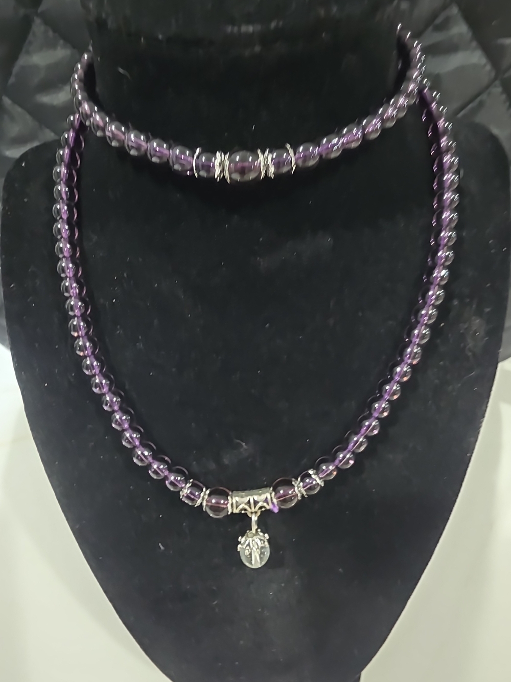 Amethyst Color Glass Bead Necklace
